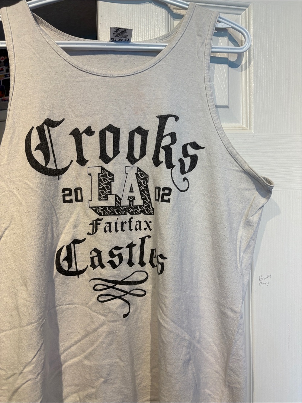Crooks & Castles White Tank with Black LA Fairfax Graphic